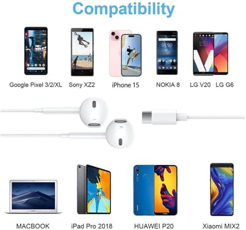 2 Pack-USB C Headphones for i-Phone 15,Type C with Microphone Volume Control Noise Canceling Earphones with Smartphone i-Phone 15 Pro Max,iPad Pro, Most USB C Jack Devices - Image 8