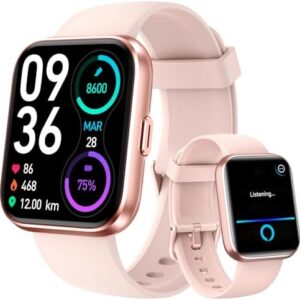 aeac Smart Watches for Women Alexa Built-in 1.8" Full Touch Screen Fitness Watch with Heart Rate/SpO2/Sleep Monitor, Bluetooth Calls, 100 Sport Modes, IP68 Waterproof Smartwatch for iPhone Android