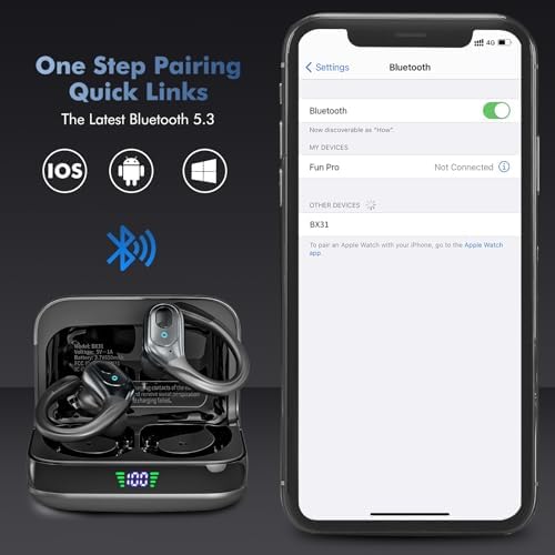 sajawass Wireless Earbuds Bluetooth Headphones 75Hrs Playback with LED Diaplay Charging Case Noise Cancelling Ear Buds with Earhooks, IPX7 Waterproof Over Ear Earphones for Sports Running Workout - Image 5