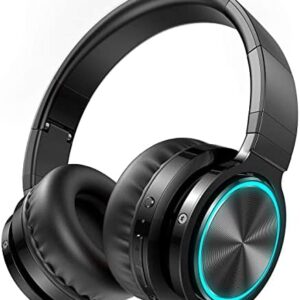 Picun B12 Wireless Headphones,HD Stereo Sound Over Ear with Built-in Microphones, Deep Bass 20 Hours Playtime, Fast Charge Bluetooth 5.2 Headset for Adults, School, Travel, Black