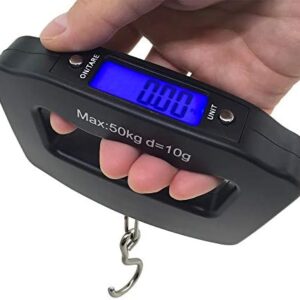 AFUNTA 50Kg 10g LCD Home Electronic Digital Portable Hanging Weight Hook Travel Luggage Scale