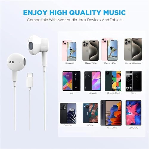 2 Pack-USB C Headphones for iPhone 15 Type C Earbuds Wired Earphones with Mic & Remote Control Noise Cancelling for iPhone 15 pro, iPad Pro, Galaxy S23/S22/S21/S20/Ultra Note 10/20, Pixel 7/6/6a/5/4 - Image 5