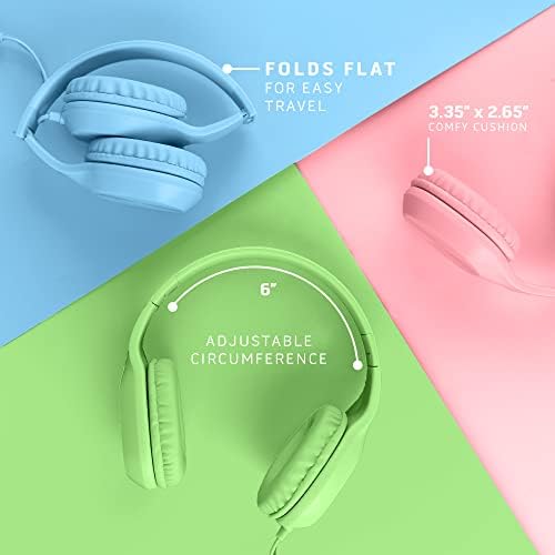 Sonitum Kids Headphones for School Bulk Set 5-Pack On-Ear, 3.5mm, Wired Headphones for Schools & Libraries – Adjustable, Cushioned Headphones (Mixed Colors) - Image 4