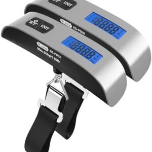 Dr.meter Luggage Scale: Travel Essentials, Backlight LCD Display 110lb/50kg Luggage Weight Scale for Travel Accessories, Portable Handheld Scale with Rubber Paint, Temperature Sensor, Battery Included