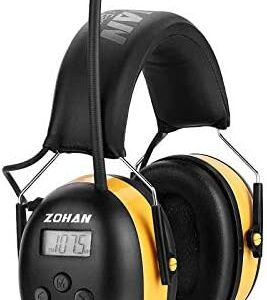 ZOHAN EM042 AM/FM Radio Headphone with Digital Display, Noise Reduction Safety Ear Muffs for Lawn Mowing and Landscaping