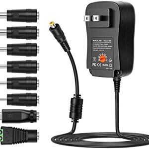 ZOZO Universal AC/DC Adapter 30W Switching Power Supply 3V to 12V W/USB Port & 8 Selectable 8 Adapter Plugs for Household Electronics LED Strips Tablets Webcams Speakers USB Hubs and More