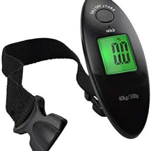 Shentesel 40KG Mini Digital Luggage Scale LCD Display Travel Suitcase Bag Weight- Black