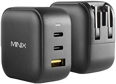 MINIX 66W Turbo 3-Port GaN Wall Charger 2 x USB-C Fast Charging Adapter, 1 x USB-A Quick Charge 3.0, Compatible with MacBook Pro Air, iPad Pro, iPhone 12/12 mini/11, Galaxy S9 S8 and More (NEO P1) - Image 2