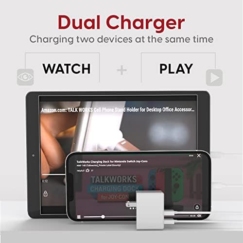 USB Wall Charger 12W/2.4A by TalkWorks - Dual Port Universal Cell Phone Charger Adapter For Apple iPhone, iPad, Nintendo Switch, Android for Samsung Galaxy, Bluetooth Speaker, Tablet - White - Image 6