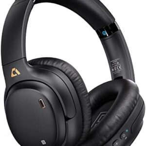 Ankbit Hybrid Active Noise Cancelling Headphones with aptX HD & Low Latency, Over Ear Bluetooth Headphones Wireless Headphones with Build-in Microphone Hi-Res Deep Bass, 80H Playtime (Upgraded)