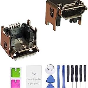 [2pcs Pack] for Charge 3 Bluetooth Speaker Replacement Charging Port Dock Connector Parts for JBL Charge 3 Bluetooth Speaker GSP1029102A (Not fit for JBL Other Version)