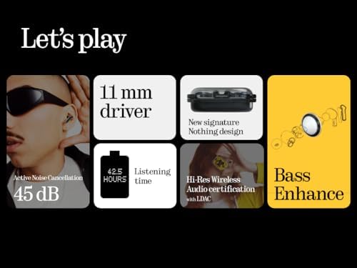 Nothing Ear (a) Wireless Earbuds with ChatGPT Integration, 45dB Hybrid Noise Cancelling Earbuds, Hi-Res Audio, Advanced Equaliser, Dual Connect, 6 Mics, 42.5H Playtime Earbuds Wireless Bluetooth Black - Image 3