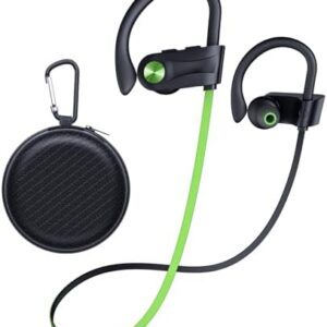 Bluetooth Headphones, Wireless Earbuds IPX7 Waterproof Bluetooth 5.3 Headphones with 16Hrs Playtime Stereo Bass Headsets with Mic Running Headphones with Earhooks for Sports Running Workout