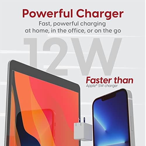 USB Wall Charger 12W/2.4A by TalkWorks - Dual Port Universal Cell Phone Charger Adapter For Apple iPhone, iPad, Nintendo Switch, Android for Samsung Galaxy, Bluetooth Speaker, Tablet - White - Image 3