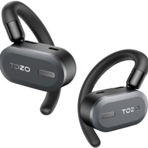 TOZO OpenBuds Lightweight True Open Ear Wireless Earbuds with Multi-Angle Adjustment, Bluetooth 5.3 Headphones with Dual-Axis Design for Long-Lasting Comfort, Crystal-Clear Calls for Driving, Black