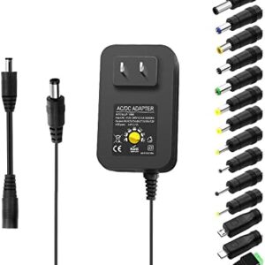 YOOFONE 30W Power Supply Adjustable 3V 4.5W 5V 6V 7.5V 9V 12V Universal Switch AC/DC Adapter with 5V 2.1A USB Port, 100V-240V AC to DC 3-12V Converter 1A 1.5A 2A 2.5A with 14 Tips