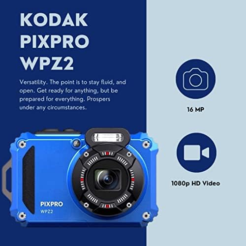 Kodak PIXPRO WPZ2 Rugged Waterproof 16MP Digital Camera with 4x Optical Zoom (Blue) Bundle with Koah Nostrand Gadget Bag, Floating Camera Strap (Yellow), and 32GB UHS-I microSDHC Memory Card (4 Items) - Image 3