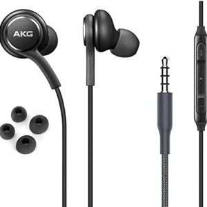 ElloGear OEM Earbuds Stereo Headphones for Samsung Galaxy S10 S10e Plus A31 A71 Cable - Designed by AKG - with Microphone and Volume Buttons (Black)