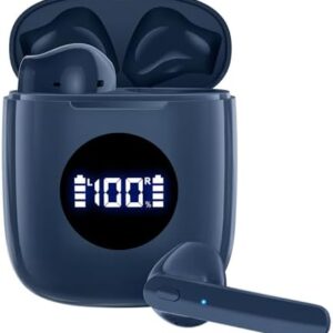 CAPOXO Wireless Earbuds Bluetooth 5.3 Headphones 60Hrs Battery Life with Wireless Charging Case & LED Power Display Deep Bass Waterproof Earphones Microphone Stereo Headset for Android TV Phone Tablet