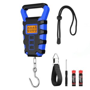 ORIA Digital Fishing Scale with Gripper, (Newest) Portable Hanging Hook Fish Meat Scale, 110lb/50kg Weight Max Waterproof Luggage Scale with Luggage Hook, Backlit LCD Display, Lb/Oz/Kg Mode, Blue