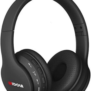 Headphones Bluetooth Wireless Kids Volume Limit 85dB /110dB Over Ear Foldable Noise Protection Headset AUX 3.5mm Cord Mic for Children Boy Girl Travel School Phone Pad Tablet PC Black