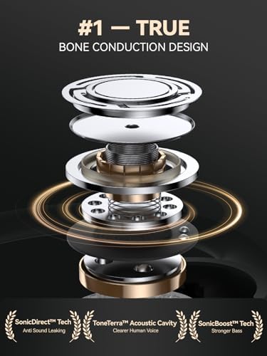 Ture Wireless Bone Conduction Earphones, OWS Open Ear Headphones with Earhooks, Bluetooth 5.3, Up to 60H Playtime with Case, IP68, AAC/SBC, for Cycling Yoga Workouts - Image 4