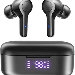 MOZOTER Bluetooth 5.3 Wireless Earbuds,Deep Bass Loud Sound Clear Call Noise Cancelling with 4 Microphones in-Ear Headphones with Wireless Charging Case Compatible for iPhone Android,Workout