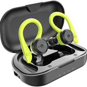 APEKX Bluetooth Headphones True Wireless Earbuds with Charging Case IPX7 Waterproof Stereo Sound Earphones Built-in Mic in-Ear Headsets Deep Bass for Sport Running Green