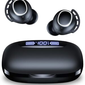 Bluetooth Headphones Wireless Earbuds 120H Playtime Ear Buds IPX7 Waterproof Earphones Digital Power Display Headsets with Charging Case and Mic for Sports Fitness Laptop TV Computer Cell Phone Games
