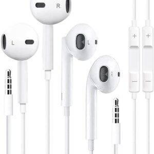2 Pack Apple Wire Earbuds Headphones with 3.5mm Plug Earphones [Apple MFi Certified] Built-in Microphone & Volume Control Compatible with iPhone/ipad/Android/Computer and Other 3.5mm Jack Devices