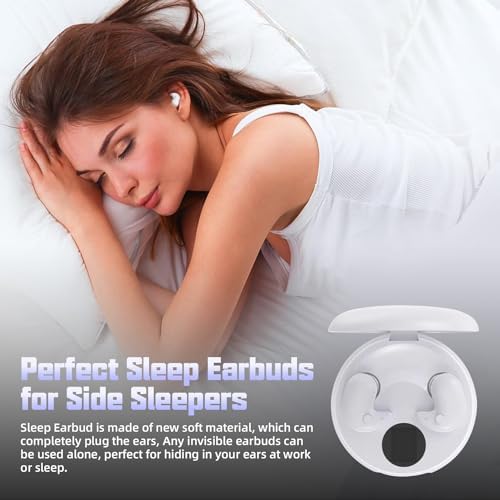 Active Noise Canceling Wireless Sleep Earbuds Invisible - Bluetooth 5.3 Mini Sleeping Earbuds for Side Sleepers Small Ears Canal,Discreet in-Ear Tiny Earphones for Sleeping,Driving,Glacier - White - Image 6