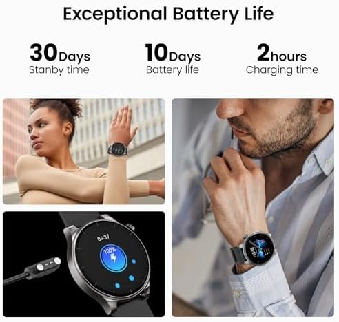 TOZO S5 Smart Watch (Answer/Make Calls), 1.43’’ AMOLED Smart Watches for Men Women 100+ Sport Modes Fitness Watch with Blood Oxygen/Sleep/Heart Rate Monitor, IP68 Waterproof Smartwatch Black - Image 8