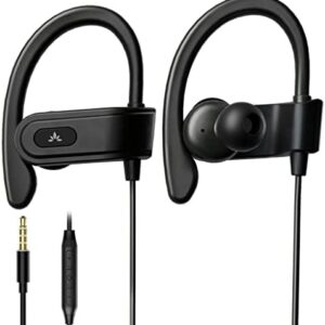 Avantree E171 - Sports Earbuds Wired with Microphone, Sweatproof Wrap Around Earphones with Over Ear Hook, in Ear Running Headphones for Workout Exercise Gym Compatible with Cell Phones