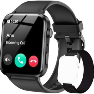 IOWODO Smart Watch for Men Women - 1.85''HD Screen with Make and Answer Calls, with AI Voice Assistant, SpO2/Heart Rate/Sleep Monitor, 100+ Sports Modes, Smartwatch for Android and iOS (2 Straps)