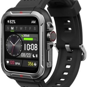 KEEPONFIT Smart Watch with Answer/Make Calls, Metal Frame 1.8" Alexa Built-in Fitness Tracker with IP68 Waterproof/100+ Sports Modes/Heart Rate/SpO2/Stress/Sleep Monitor for Men/Women for iOS/Android