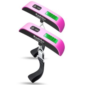 Luggage Scale (2 Pack), Digital Luggage Weight Scale with Temperature Sensor, Rubber Paint, 110 Pounds, Battery Included, Fuchsia