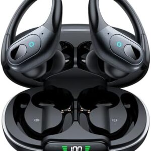 occiam Bluetooth Headphones Wireless Earbuds 90Hrs Playback Sport Ear Buds with Earhook LED Display Charging Case IPX7 Waterproof Earbud Deep Bass Running Earphones for iOS Android Cellphone,Black