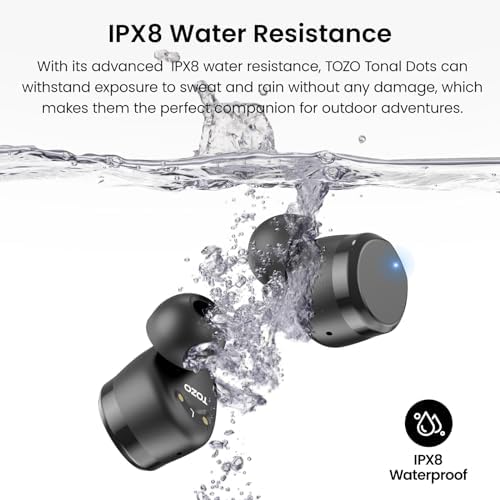 TOZO T12 Wireless Earbuds Bluetooth 5.3 Headphones Built-in ENC Noise Cancelling Mic, 55 Hrs Playtime App Customize EQ IPX8 Waterproof LED Digital Display Premium Sound Headset Black - Image 8