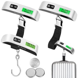 3 Pack Digital Luggage Scale,110LB Luggage Weight Scale,Suitcase Weight Scale with Hook,Hanging Baggage Scale with Backlit LCD Display,Digital Weight Scales for Travel,Battery Included