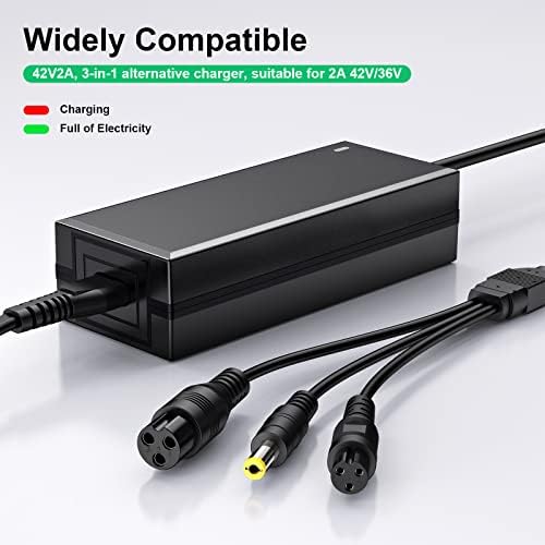 3 in 1 Replacement Charger for 2A 42v/36v 3 Claw (8mm/12mm) Female Port (5.5mm*2.5mm Universal 2.1mm) for, Jetson, Razor, Swagtron, Bird, Gotrax, Segway - Image 3