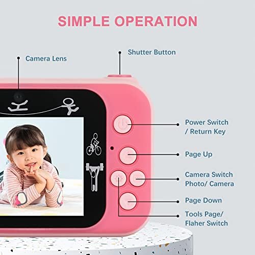 1080P Mini Kids Digital Camera Digital Video Camera for Kids Dual Lens 2.4 Inch IPS Screen Built-in Battery Cute Photo Frames Interesting Games with Neck Strap Birthday - Image 4