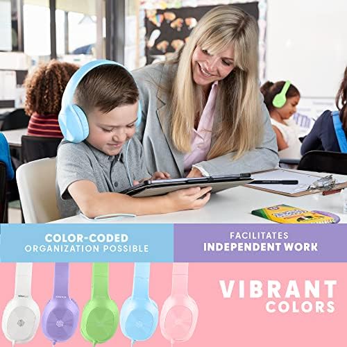 Sonitum Kids Headphones for School Bulk Set 5-Pack On-Ear, 3.5mm, Wired Headphones for Schools & Libraries – Adjustable, Cushioned Headphones (Mixed Colors) - Image 6