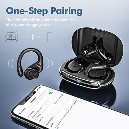 Wireless Earbuds Bluetooth Headphones 80Hrs Playback with LED Diaplay Wireless Charging Case Noise Cancelling Ear buds with Earhooks, IPX7 Waterproof Over Ear Earphones for Sports Running Workout - Image 3