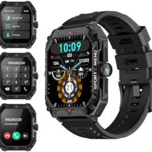 Military Smart Watch for Men(Answer/Make Call) 2.02" Smartwatch with Heart Rate Blood Oxygen Sleep Monitor 128 Sports Modes Fitness Tracker Step Calorie Counter IP68 Waterproof for Andriod iPhone