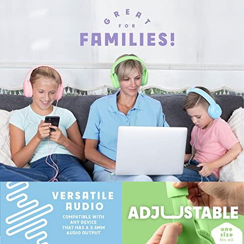 Sonitum Kids Headphones for School Bulk Set 5-Pack On-Ear, 3.5mm, Wired Headphones for Schools & Libraries – Adjustable, Cushioned Headphones (Mixed Colors) - Image 5