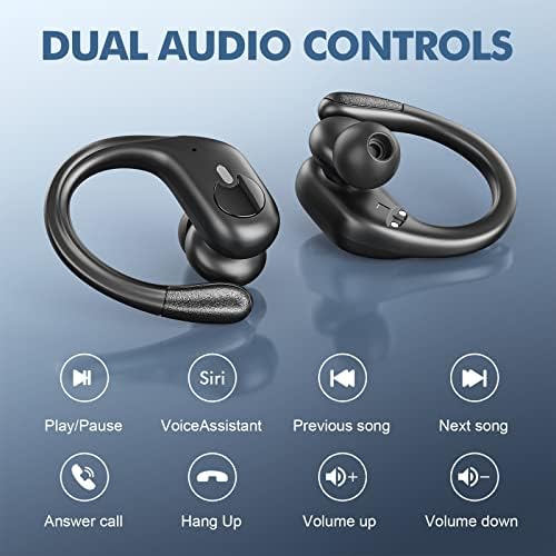Wireless Earbuds Bluetooth Headphones 80Hrs Playback with LED Diaplay Wireless Charging Case Noise Cancelling Ear buds with Earhooks, IPX7 Waterproof Over Ear Earphones for Sports Running Workout - Image 7