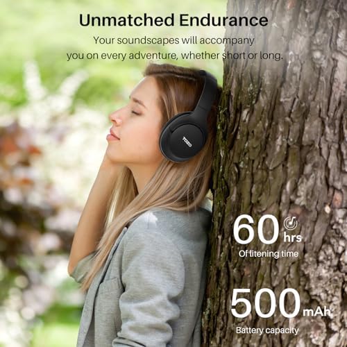 TOZO HT2 Hybrid Active Noise Cancelling Headphones, Wireless Over Ear Bluetooth Headphones, 60H Playtime, Hi-Res Audio Custom EQ via App Deep Bass Comfort Fit Ear Cups, for Home Office Travel - Image 5