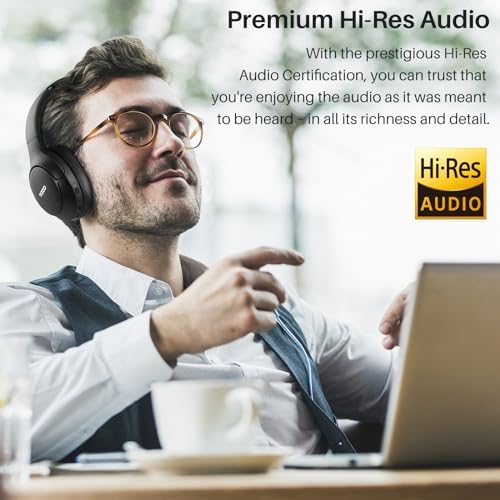 TOZO HT2 Hybrid Active Noise Cancelling Headphones, Wireless Over Ear Bluetooth Headphones, 60H Playtime, Hi-Res Audio Custom EQ via App Deep Bass Comfort Fit Ear Cups, for Home Office Travel - Image 2