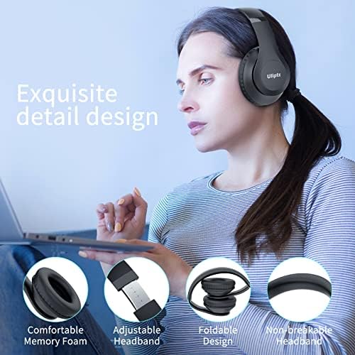 Uliptz Wireless Bluetooth Headphones, 65H Playtime, 6 EQ Sound Modes, HiFi Stereo Over Ear Headphones with Microphone, Foldable Lightweight Bluetooth 5.3 Headphones for Travel/Office/Cellphone/PC - Image 4