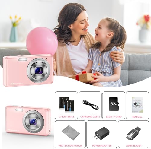 Digital Camera, HD 1080P Compact Camera with 32GB Memory Card, 48 Megapixel Camera, 2.4-inch LCD 16x Digital Zoom Digital Camera for Kids, Girls, Teens, Boys and Beginners(Pink - Image 7